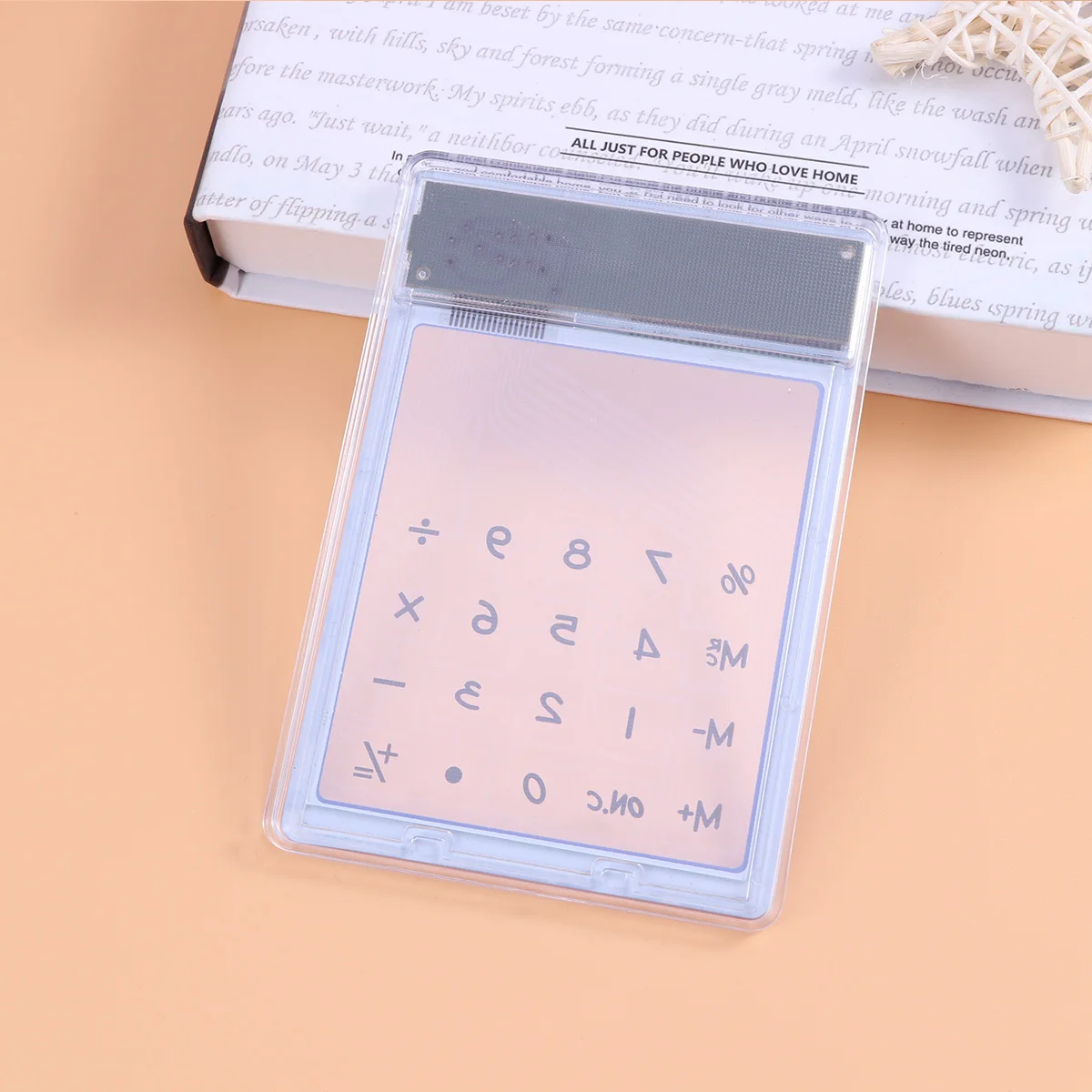 Ultra Thin Calculator Blue Solar Powered Transparent Touch Screen Mini Calculator For Office School Desktop Students