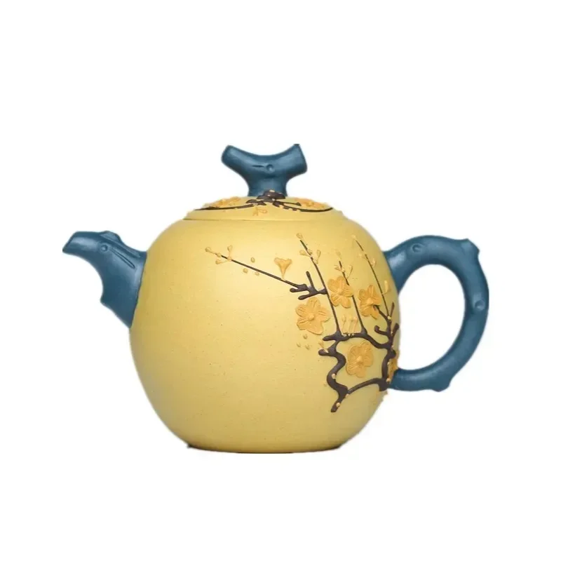 Handpainted Plum Blossom Dragon Egg Teapot Yixing Purple Clay Tea Pot Raw Ore Section Mud Filter Kettle Zisha Tea Set 260ml