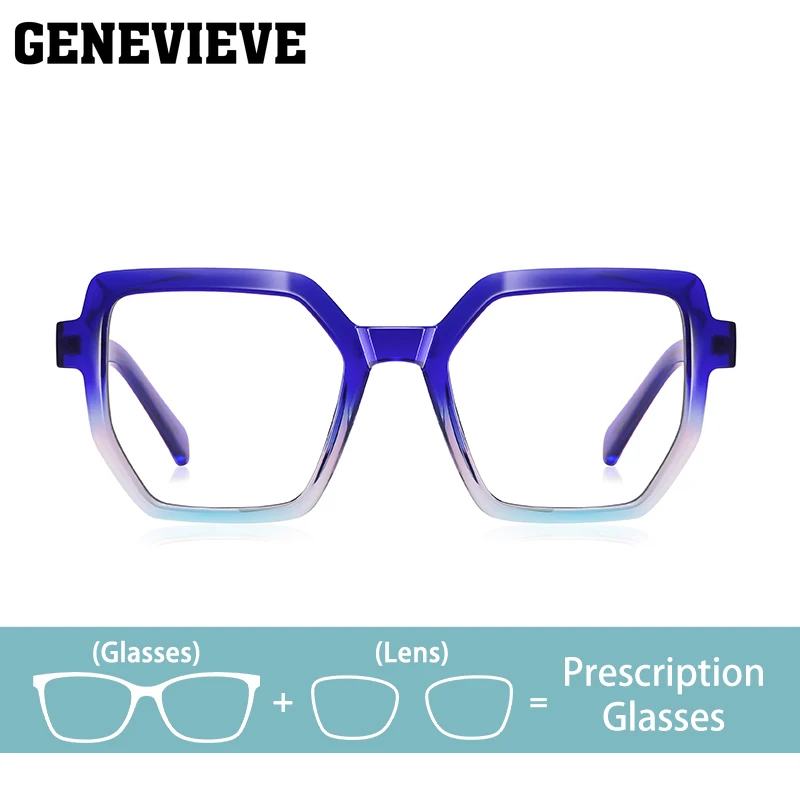 

GENEVIEVE Polygon Fashion Transparent Progressive Lenses Photochromic Customizable Prescription Glasses Women Blue Light 2143