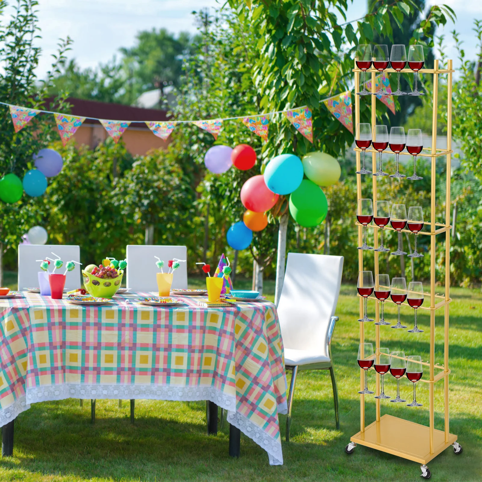 

Champagne Wall Holder,Metal Champagne Wall Stand,Modern Wine Glass Rack Champagne Tower(Golden)