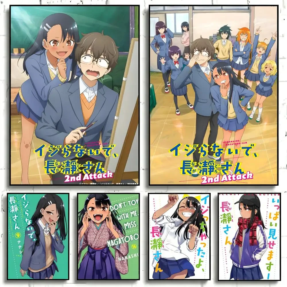Anime Dont Toy With Me Miss Nagatoro Poster Self-adhesive Art Waterproof Paper Sticker Coffee House Bar Room Wall Decor