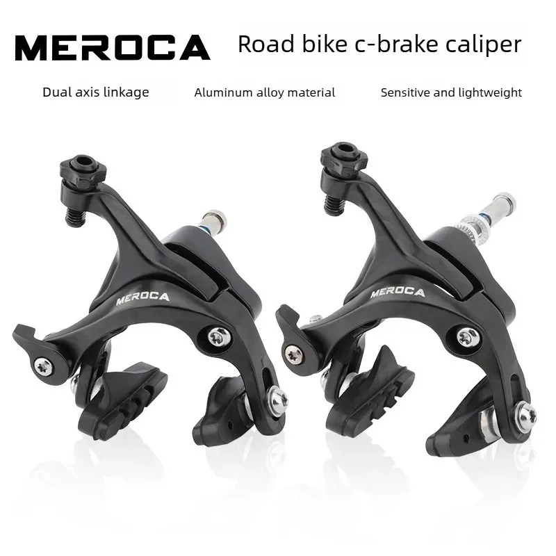 C type aluminum alloy road bike brakes dual pivot side pull bicycle caliper brakes front rear set with brake pads for racing cyc