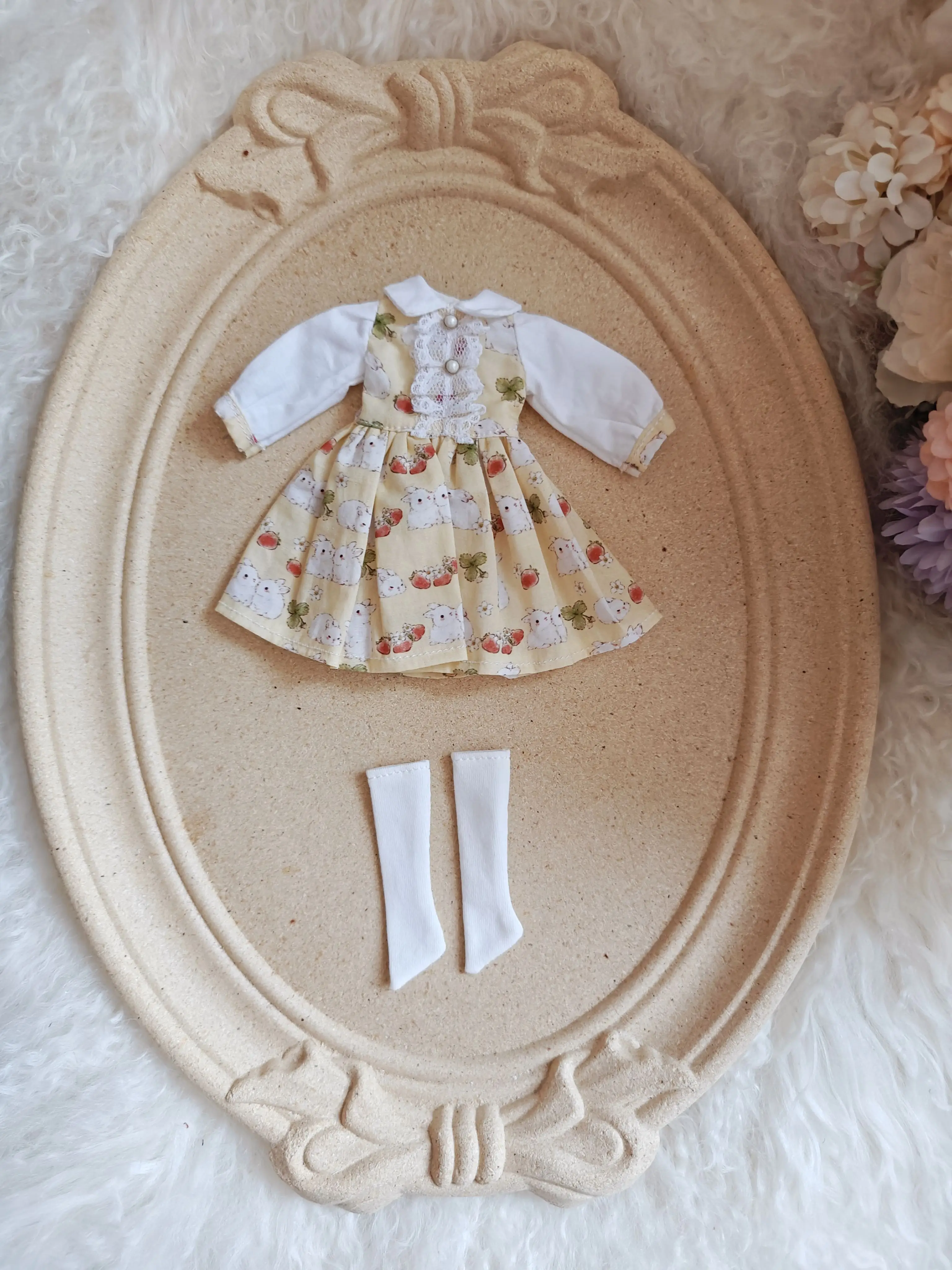 Blyth Doll Clothes Handmade Vanilla Classic Dress set for Ymy Licca Azones Ob24 Ob22 Doll blythe clothing Accessories