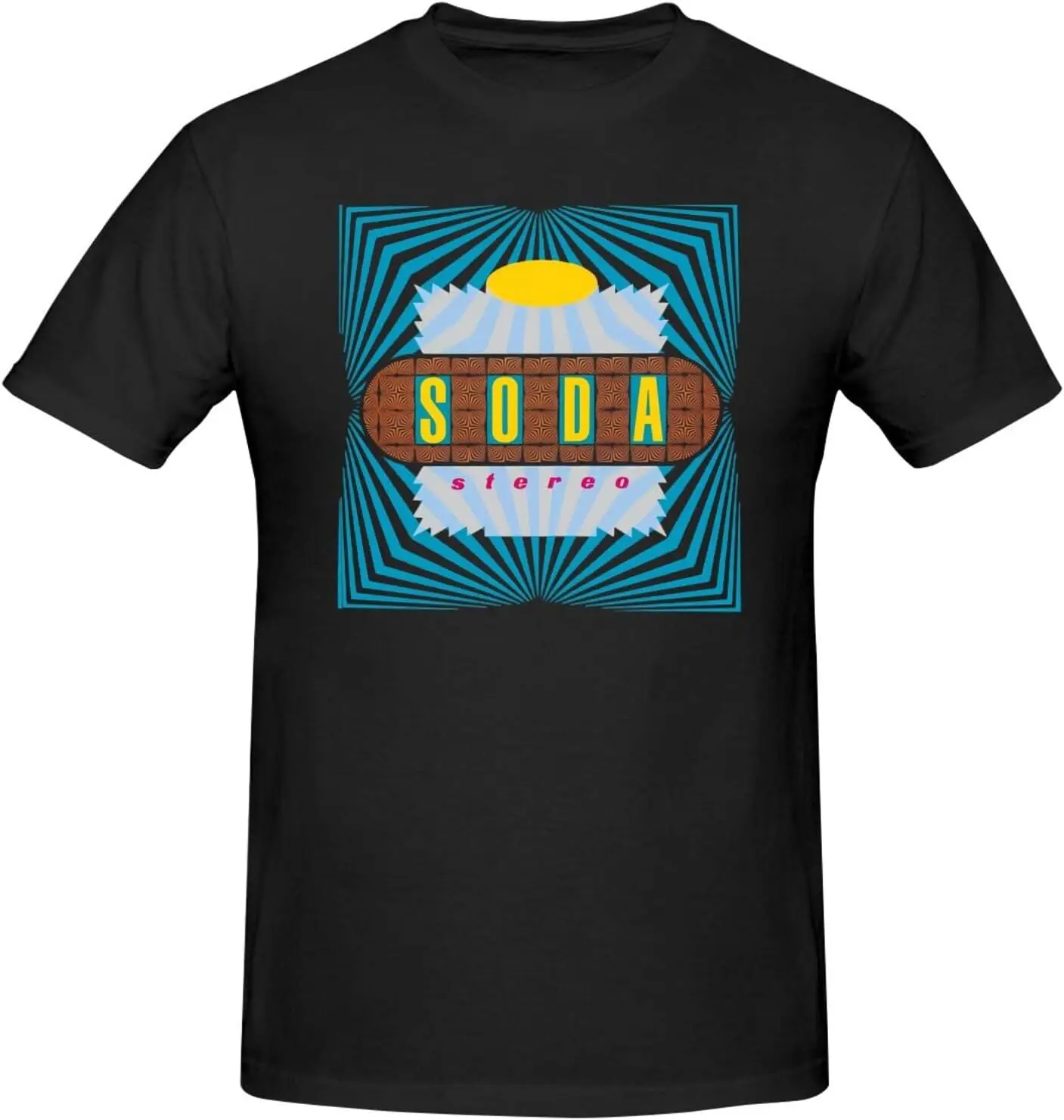 

Soda Music and Stereo Men's T-Shirt Casual Graphic Crewneck Tee Unisex Short Sleeve Tops Shirt Black