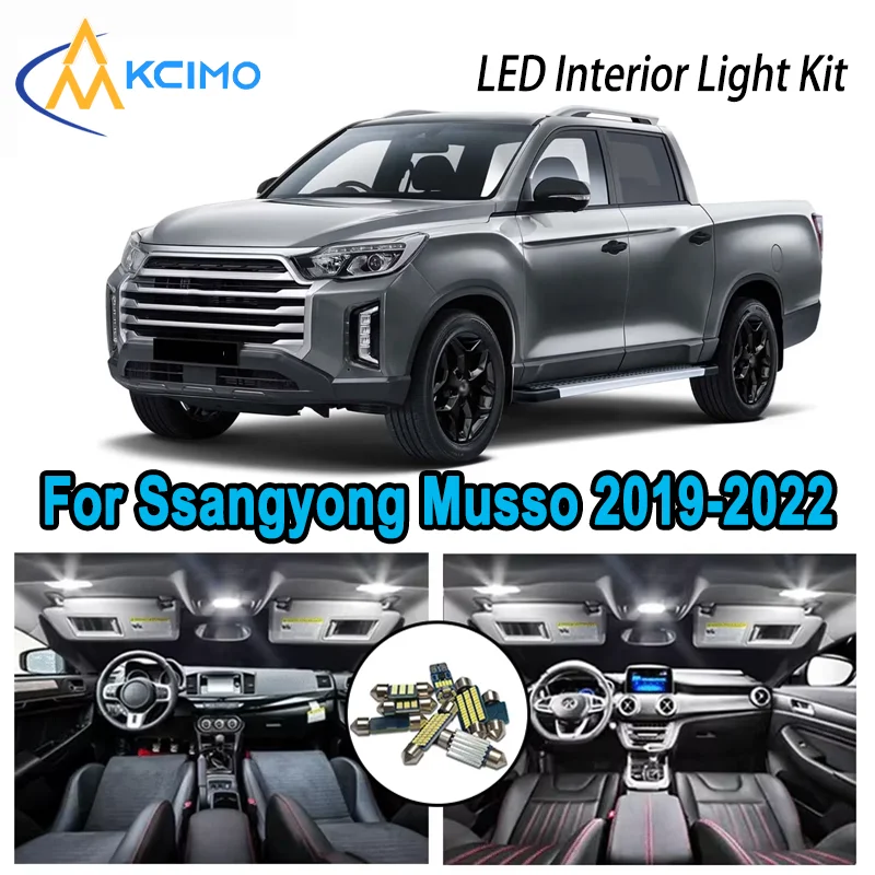 

Premium Bright LED Interior Light Kit for Ssangyong Musso Musso Sports 2019-2022 Dome Map Trunk Car Lamps with Canbus No Error