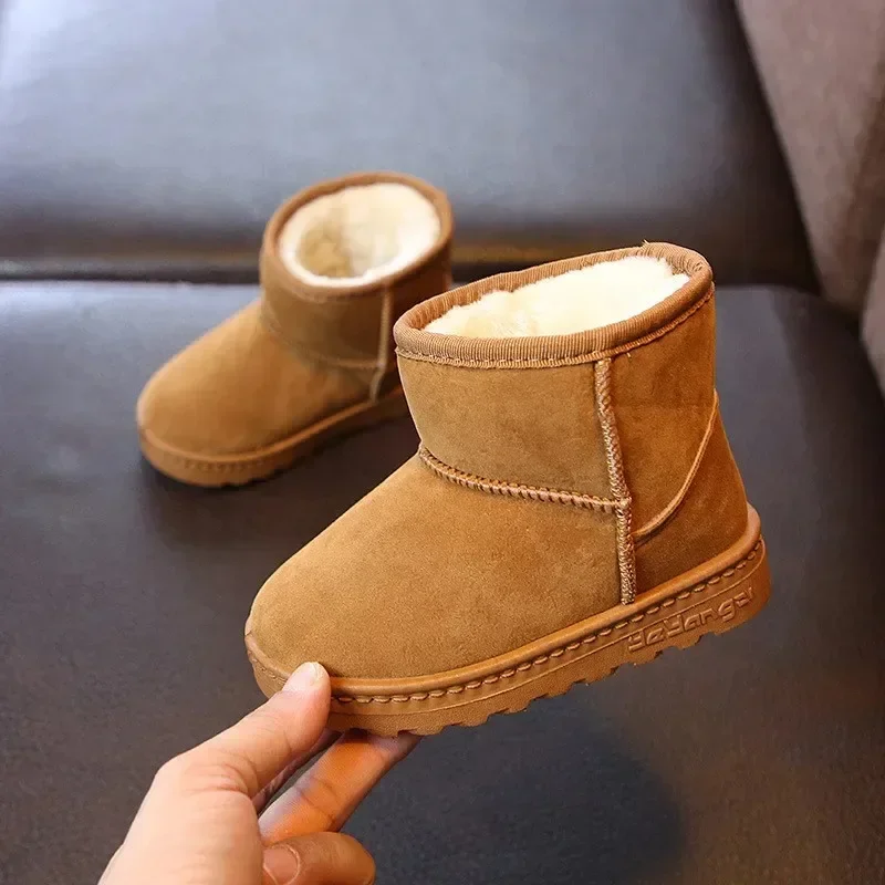 Botas de neve bege infantil, Sapato da menina da criança, Sapatilhas para menino, Sapatos infantis, Inverno