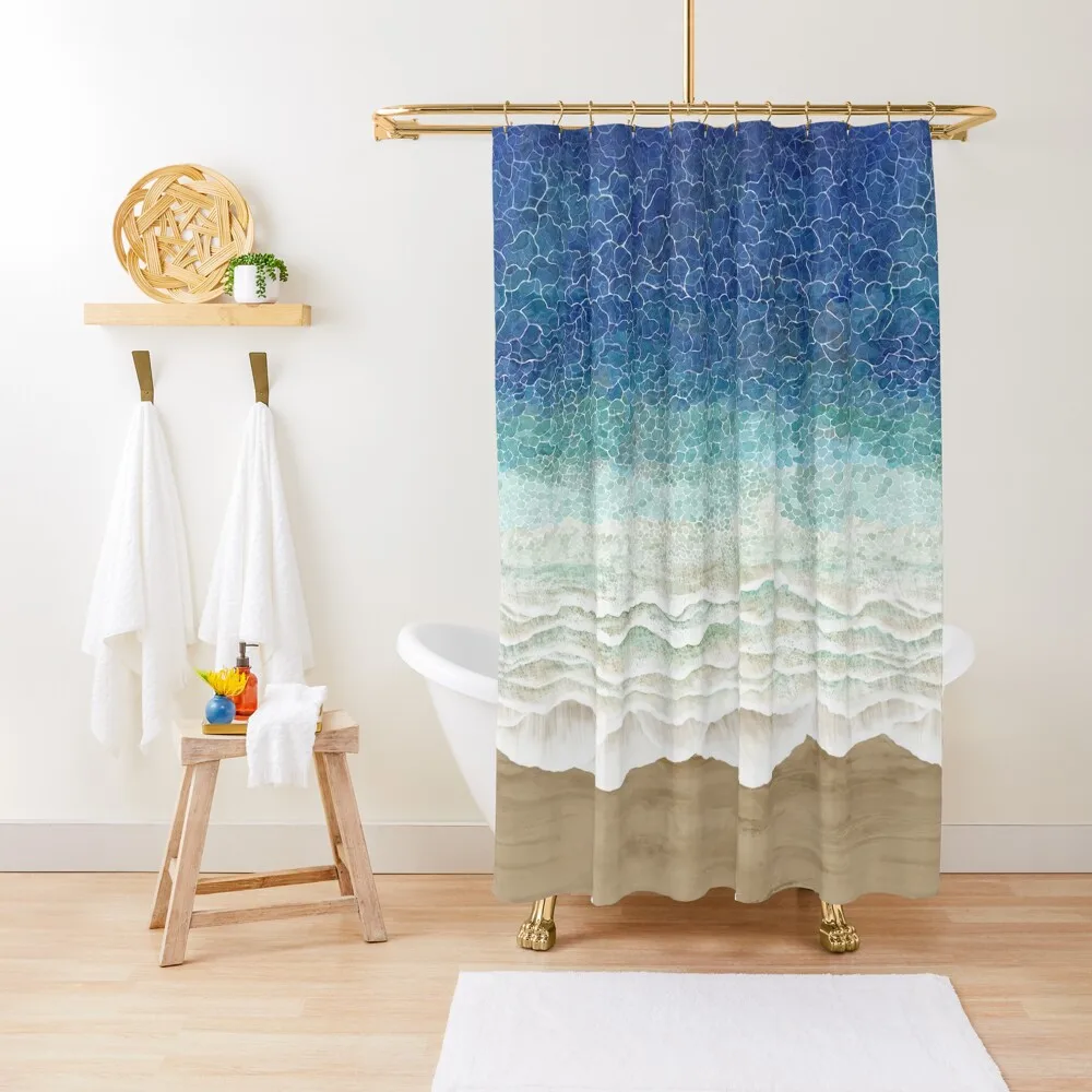 

Beach painted with watercolor from above Shower Curtain Shower For Bathroom Set Shower Set For Curtain