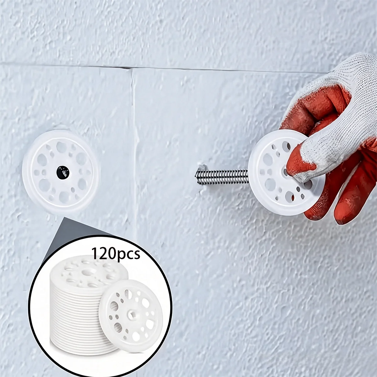 120 perforated plastic washers, heat insulation board mounting plate gaskets, foam board screw mounting support pads