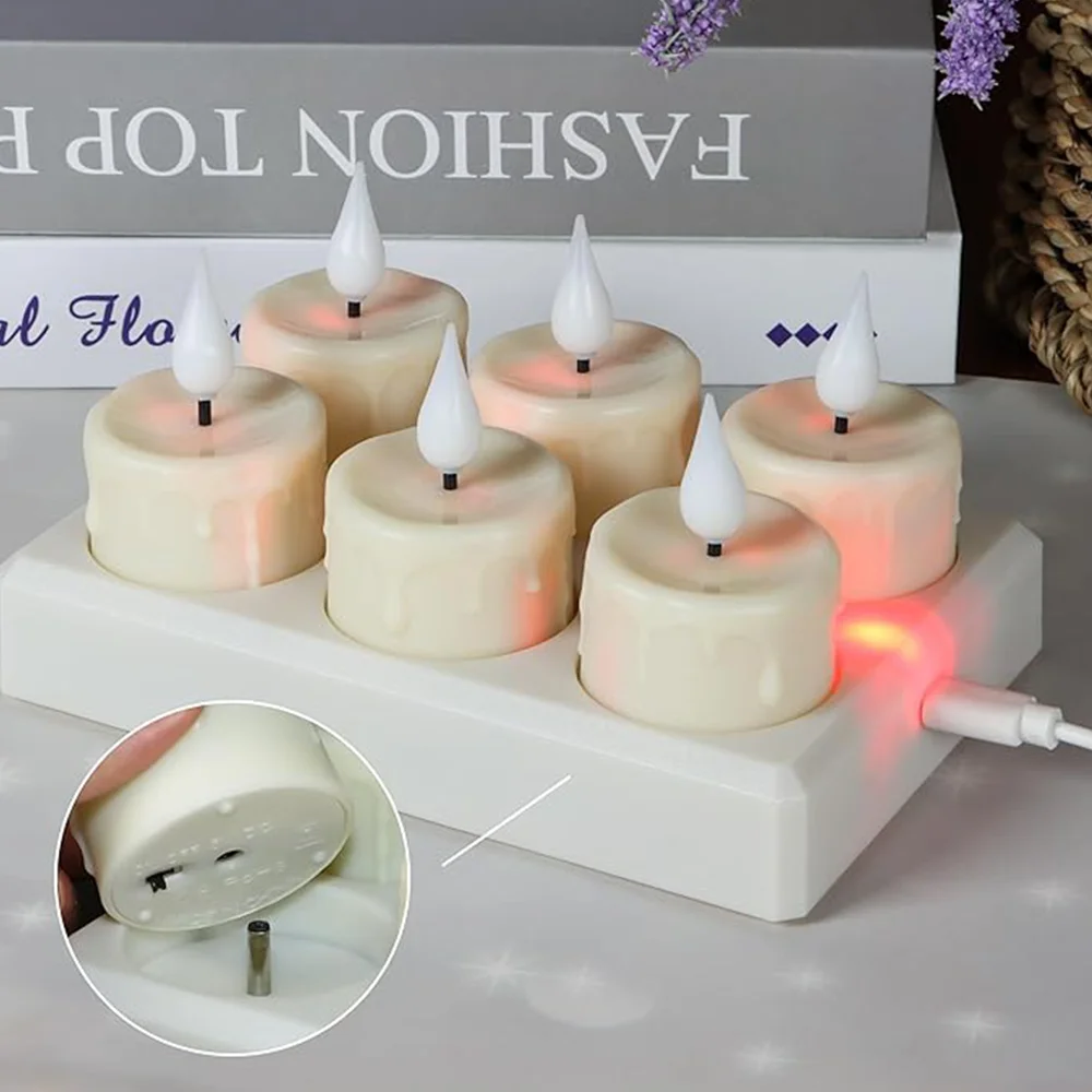 FPOO-Velas recargables sin llama, luces de té con temporizador de Control remoto, lámpara de iluminación LED para decoración del hogar, vela de decoración de Halloween