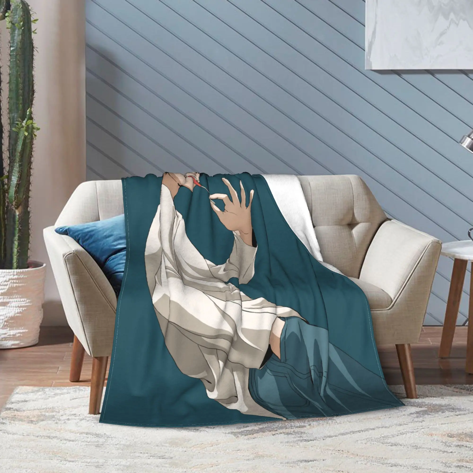 L Lawliet Death Notes Anime Blanket Velvet Print  Multifunction Super Soft Throw Blankets for Sofa Couch Quilt
