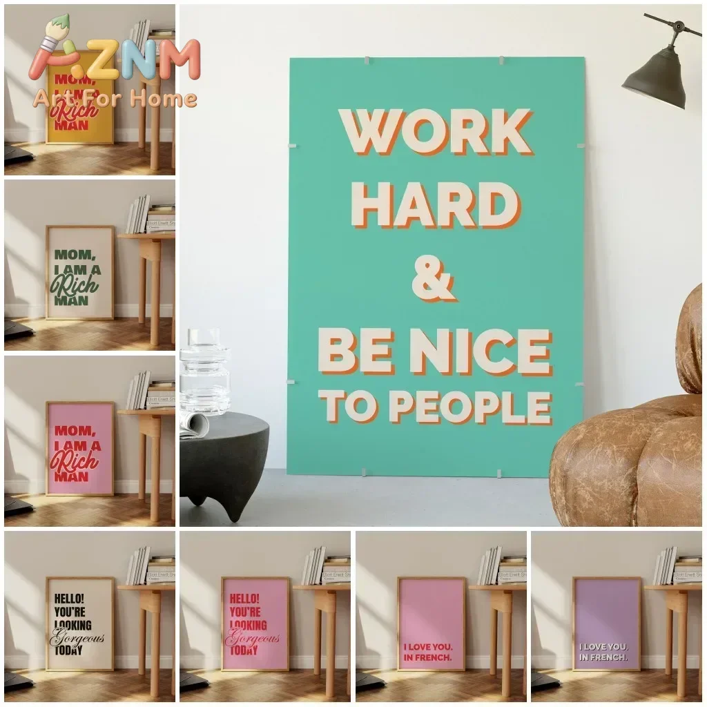 Multiple sizes 1pc frameless Large size Canvas Painting,Inspirational Self Worth Canvas Painting  Multiple Colors Trendy Quote P