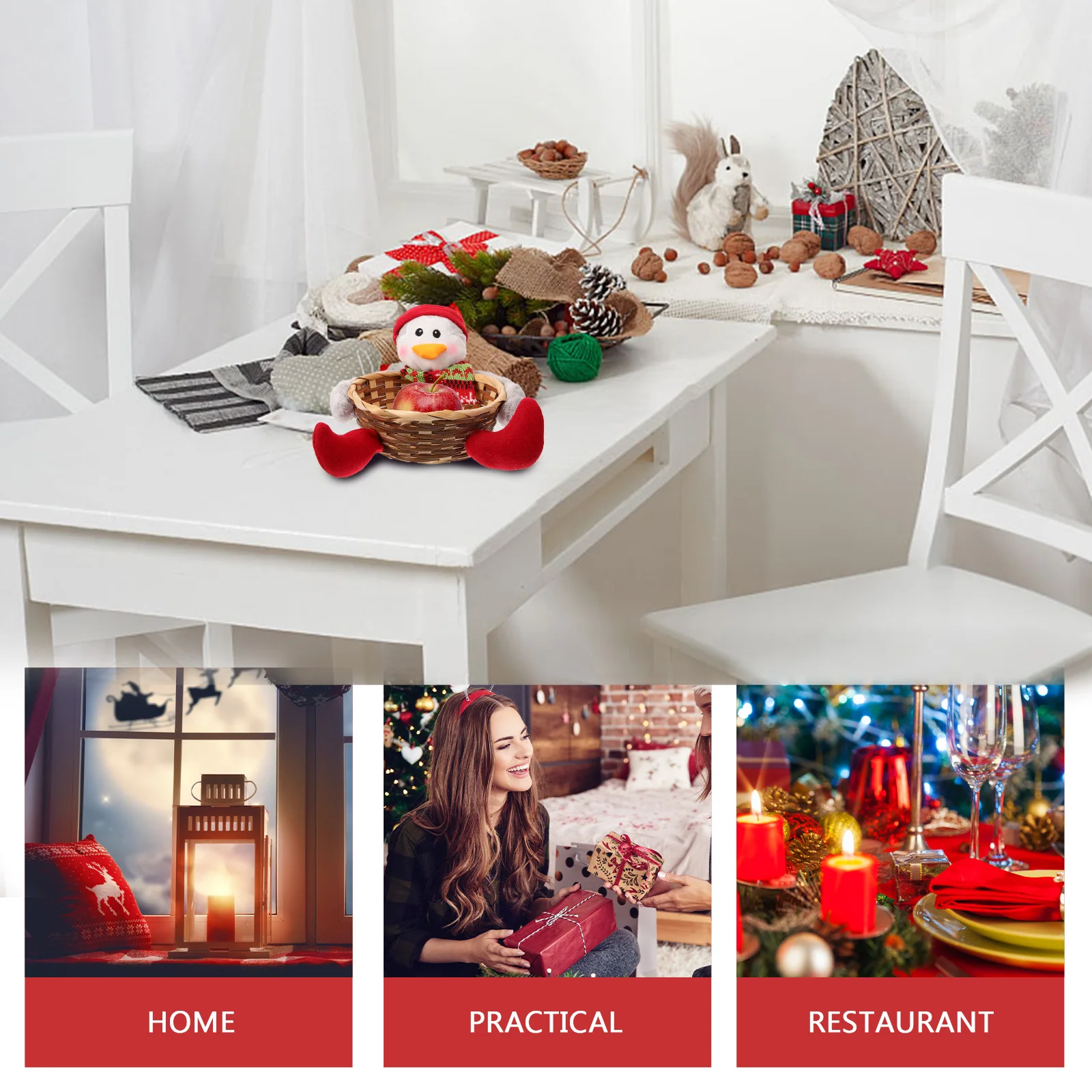 

2 Pcs Basket Holder Xmas Gift Storage nament Party Kids Christmas Gifts Storage Basket Xmas Decor Holiday Present