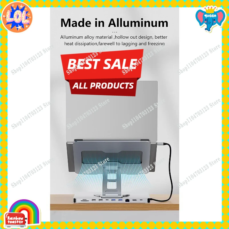 

10 in 1 high definition TV 4K 60Hz PD 100W USB3.0 USB2.0 RJ45 SD TF Hub Stand Docking Station