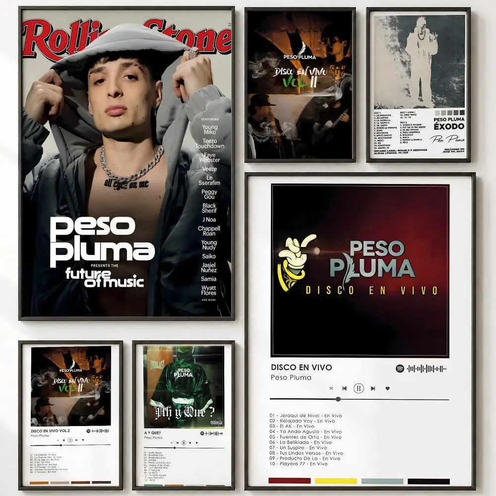 Mexican Singer Peso Pluma Poster HD Poster Wall Art Self-Stick No-Residue for Home Cafe Office Great Gift