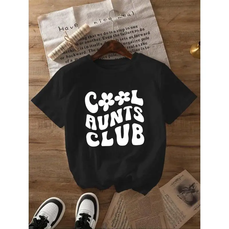 

Funny Aunt T-Shirt "Cool Aunts Club" Retro Graphic Tee Women Best Aunt Ever Gift Mother's Day Casual Cotton Top