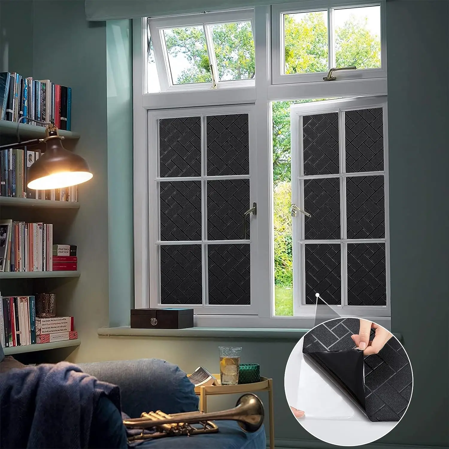 Total Blackout Window Film 100% Light Sun Blocking Window Covering Darkening Privacy Heat Control Static Cling Stickers for Home