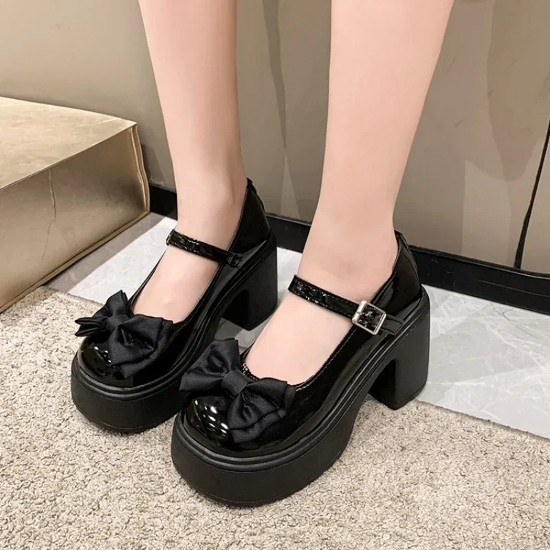 White Platform Heels Women Mary Jane Shoes Vintage Girls High Heel Platform Lolita Shoes Japanese Style College Student Shoes