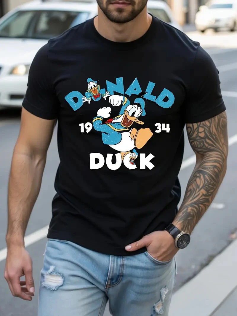 

Disney Men's Vintage Donald Duck T Shirt Couple Unisex Retro Summer Cotton Women Top Tee Streetwear Couple Unisex Oversized