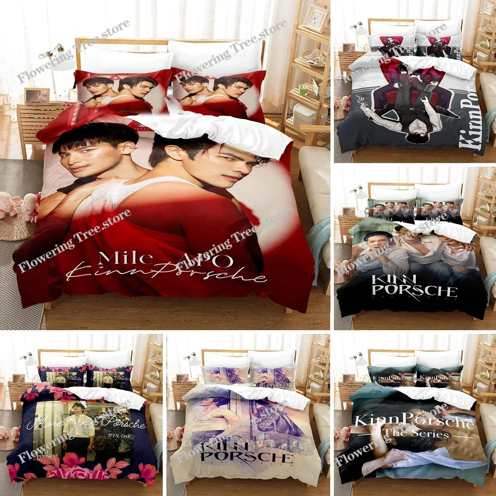 

3D Printed KinnPorsche Mileapo Bedding Set Duvet Cover Bedroom Comforter Single Twin King Size Quilt Cover Home Textile