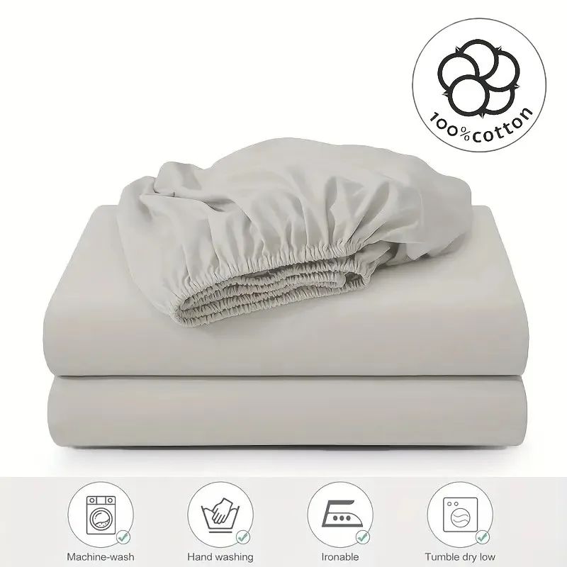 Sábana bajera 100% de algodón, funda de colchón suave y transpirable con bandas elásticas, Sábana individual/doble/King/Queen Size