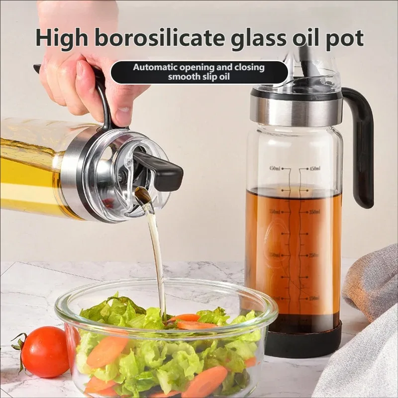 

Household Glass Oil Dispenser Auto Open No Oil Hang Kitchen Leak-Proof Seasoning Bottle Soy Sauce Vinegar Cooking Wine Pot