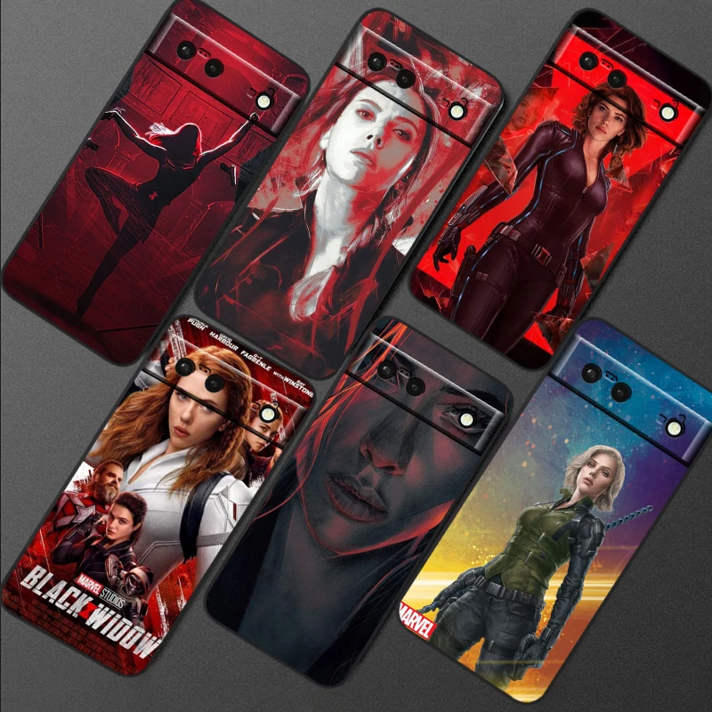 Scarlett Johansson Black Widow For Google Pixel 9 8 7A 7 6A 6 5A 5 4 4A XL 5G Black Silicon Shockproof Shell Back Phone Case