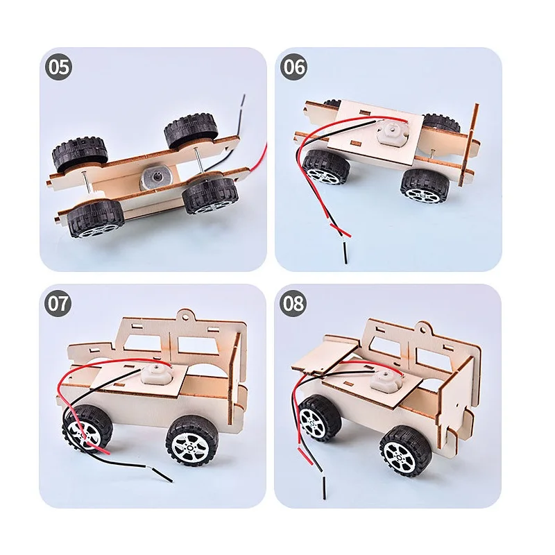 STEM電気自動車キット：木製モデルで回路と機械原理を学ぶ。 子供の学習発達のための実践的な科学玩具