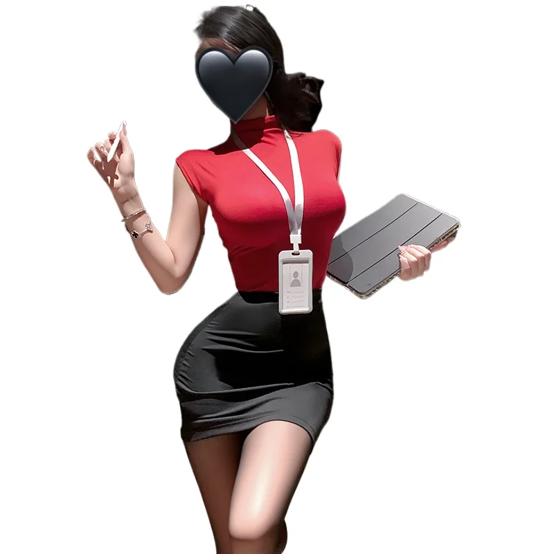 

Japanese Sexy Office Lady Secretary Cosplay Costumes Female Lingerie Uniform Perspective Hip Wrap Skirt Set Nightclub Temptation