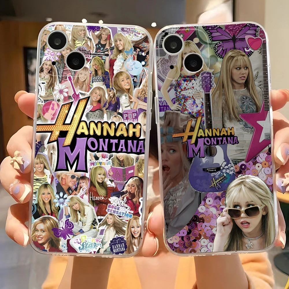 H-Hannah M-Montana Phone Case for 15 Pro Max iphone 14 Pro Max 12 15 13 Pro 11 Xr X Xs 8 7 Plus Transparent Back Cover