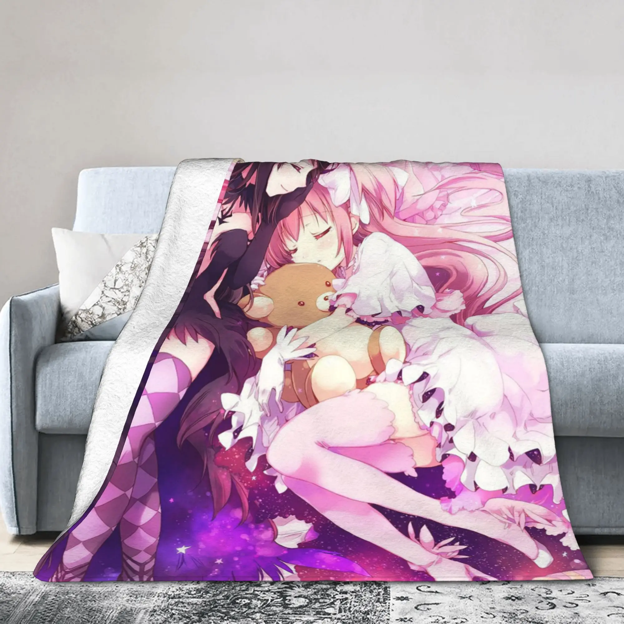Akemi Kaname Blanket Puella Magi Madoka Magica Plush Throw Blankets Summer Air Conditioning Decoration Ultra-Soft Warm Bedspread