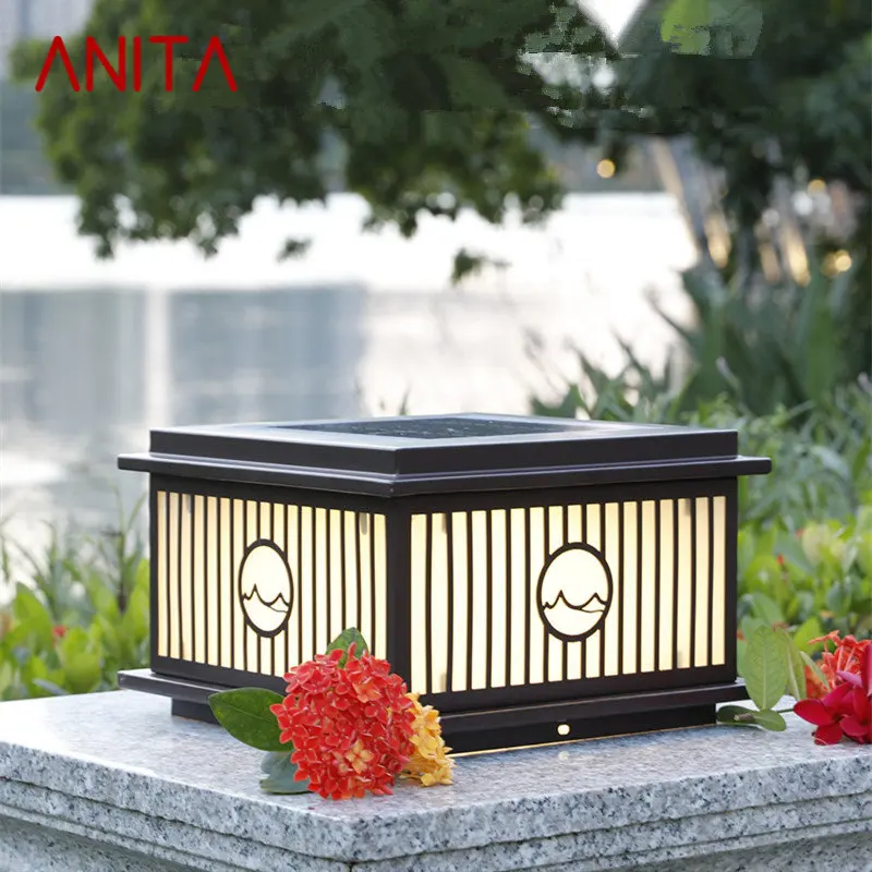 

ANITA Outdoor Solar Post Lamp Vintage Creative Simple Pillar Lights LED Waterproof IP65 for Home Villa Courtyard Porch