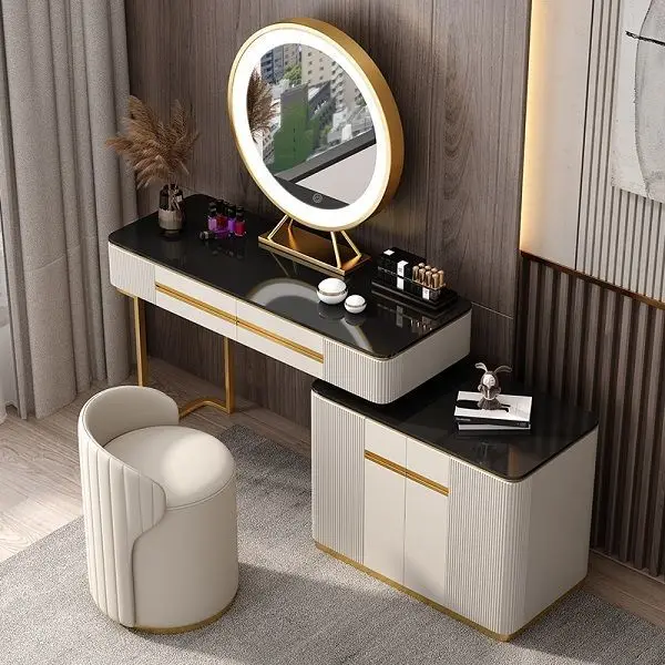 Luxury Dressing Stool Bedroom Makeup Stool Dinettel Apartment Leather Art Shoe Changing Stool Cadeiras Balcony Furniture