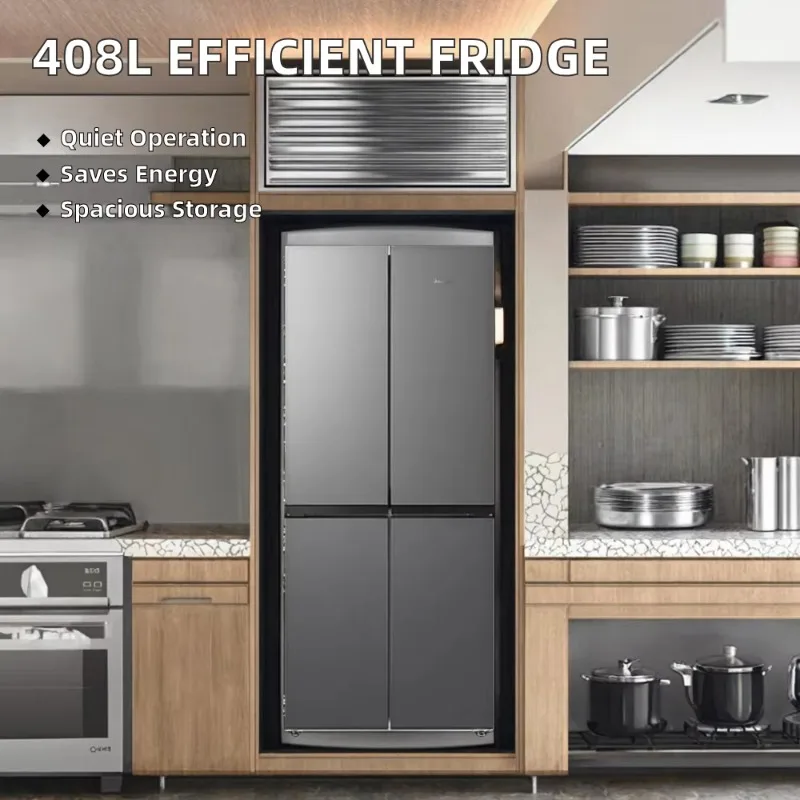 Réfrigérateur à Double porte en forme de croix 408L, efficacité énergétique de première classe, en acier inoxydable, grande capacité, Portable, réduction du bruit