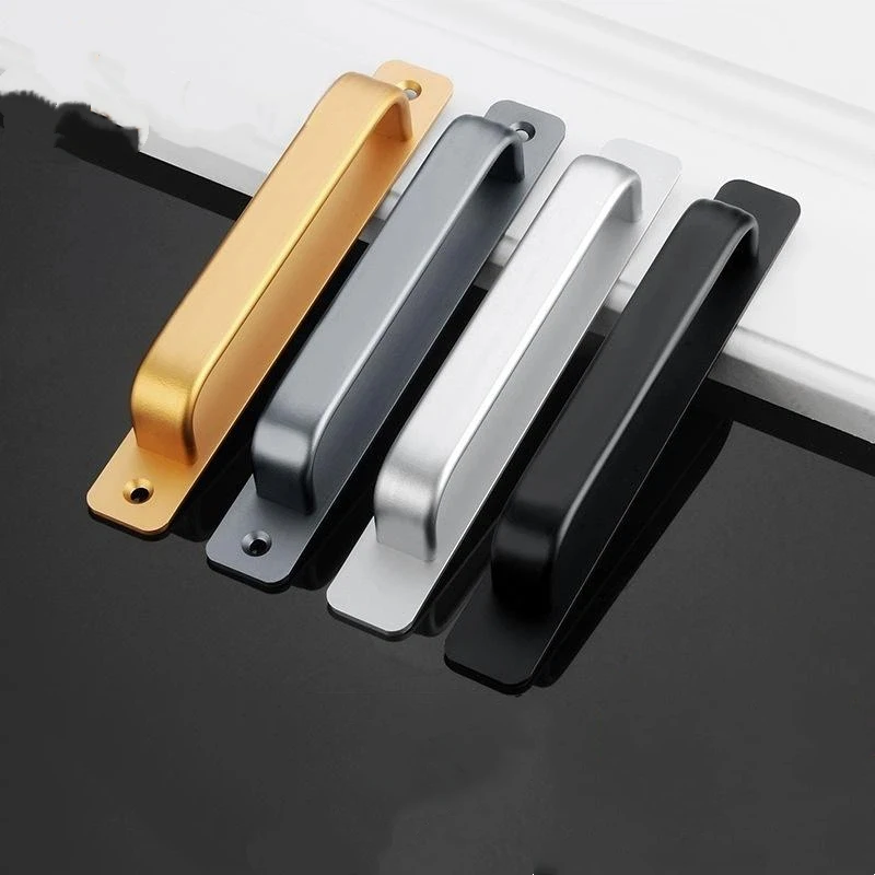 

{MX} Drill-free Aluminum Alloy Door Handle Sliding Glass Window Bathroom Door Handles Self-adhesive Drawer Wardrobe Pulls