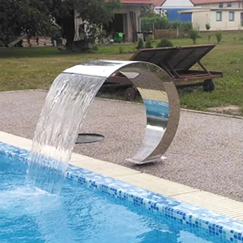 

Indoor or outdoor swimming pool decoration swimming pool with stainless steel waterfall