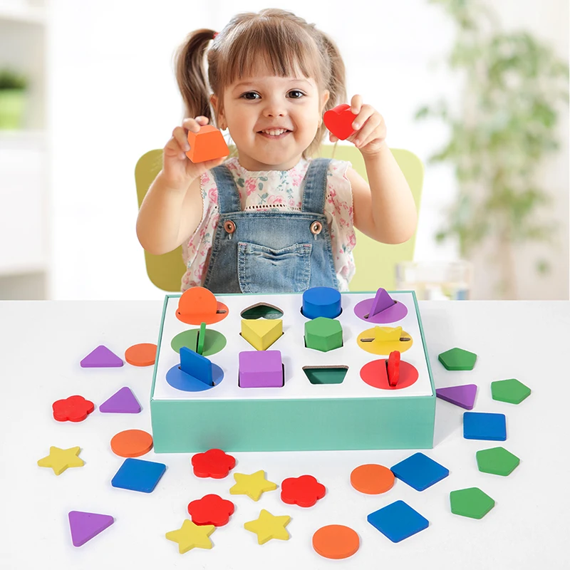 Brinquedos de madeira montessori para crianças, formato de madeira, classificador de cores, brinquedo educacional para bebês, presentes pré-escolares