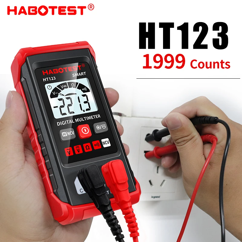 Mini Multímetro Digital Smart Auto Range Meter Ncv Teste de Ohm Tester Eletricista Profissional Tensão ac dc 600v Ht123