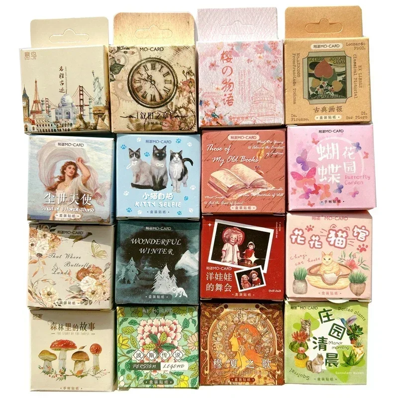 45/46 Stuks Doos Stickers Kawaii Mini Dieren Bloemen Verscheidenheid Stijlen Dagboek Handgemaakt Papier Label Zegel Diy Decoratief Briefpapier 4Cm