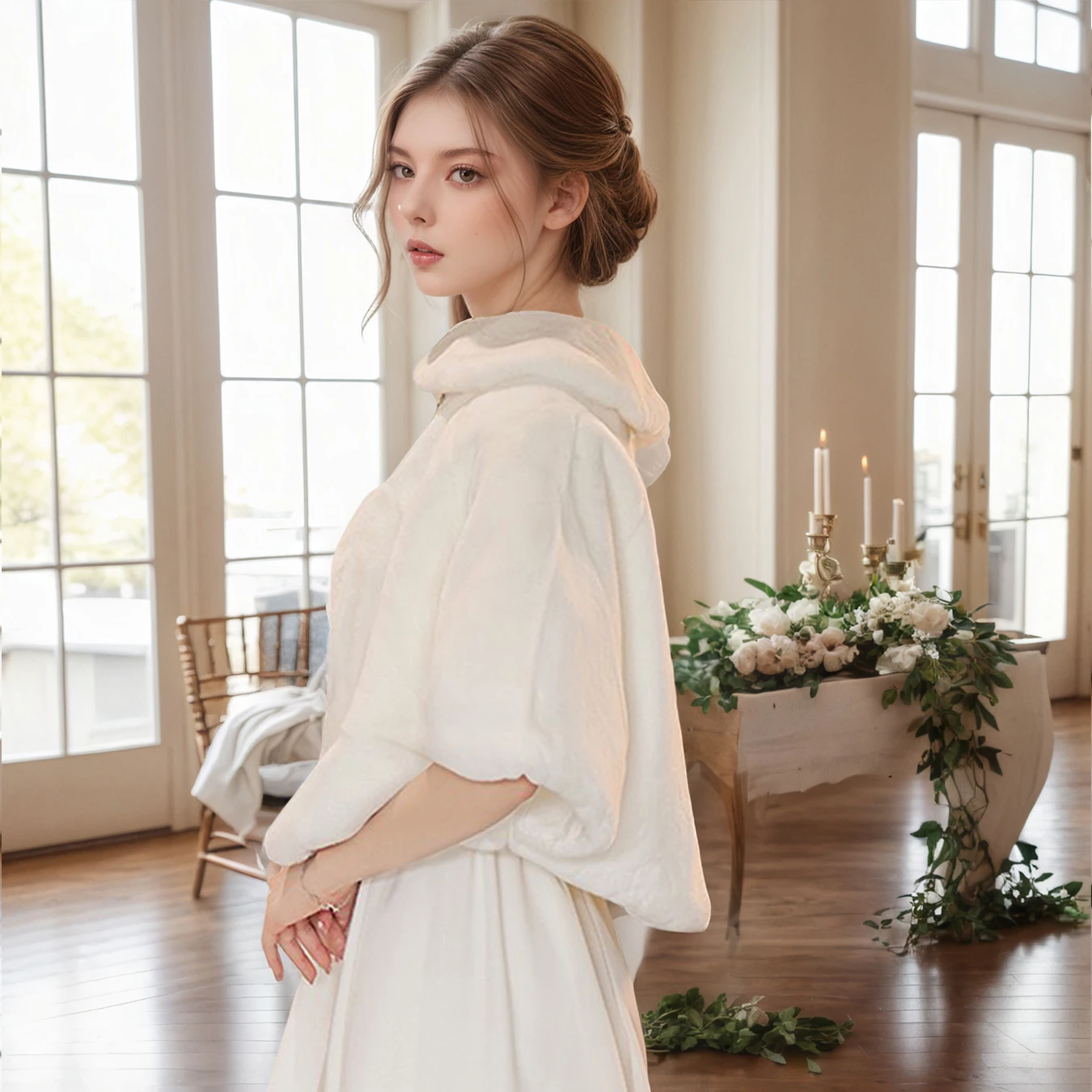 

1 Piece of Handmade Women's Solid Color Shawl with Rhinestone Buttons, Elegant Knitted Shawl Cape, Suitable for Autumn and Winter, a Must-Have for Wedding Season, a Fashionable and Comfortable Layering Piece for Women, Perfect for Casual Outings and Indoo