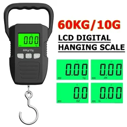 60kg/10g LCD Digital Hanging Scale pesatura elettronica bilancia per bagagli batteria/ricarica USB strumenti di bilanciamento della pesatura portatile