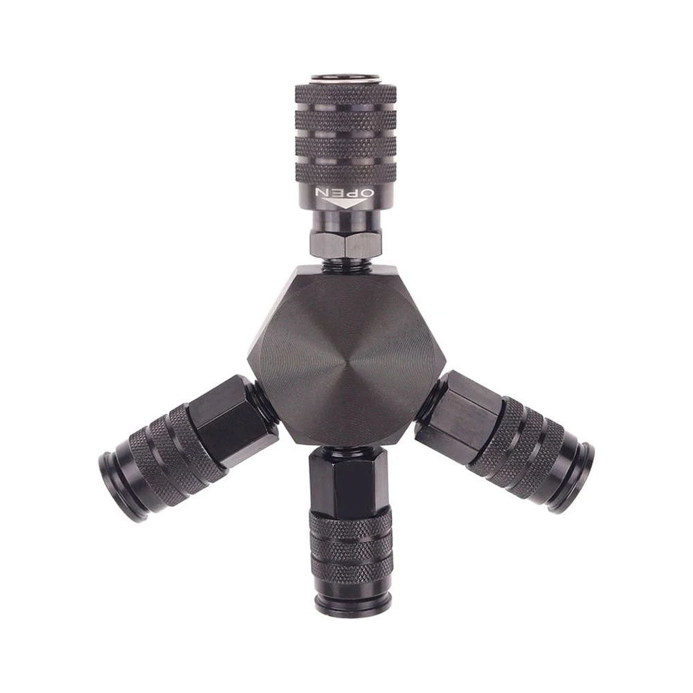 1/4 in NPT Self-Locking Tee Quick Connector for Pneumatic Equipment Featuring T-Junction Air Distribution Structure