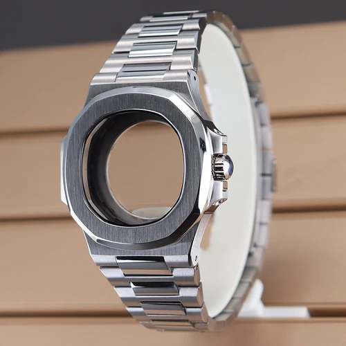 Imagen 2 del producto Cajas de reloj de 40mm, piezas de correa de reloj, cristal de zafiro para Nautilus Seiko nh34 Nh35 Nh36, movimiento resistente al agua, acero 316