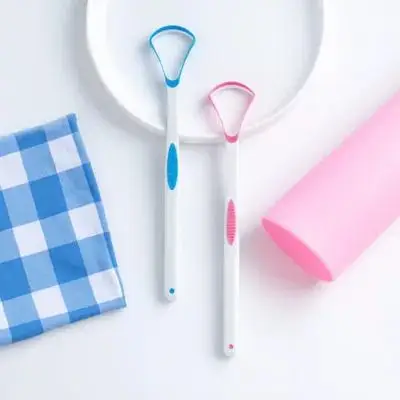 2 قطعة مكشطة اللسان منظف الفم لإزالة رائحة الفم الكريهة طلاء سميك تنظيف التنفس الطازج Halitosis علاج منظفات اللسان