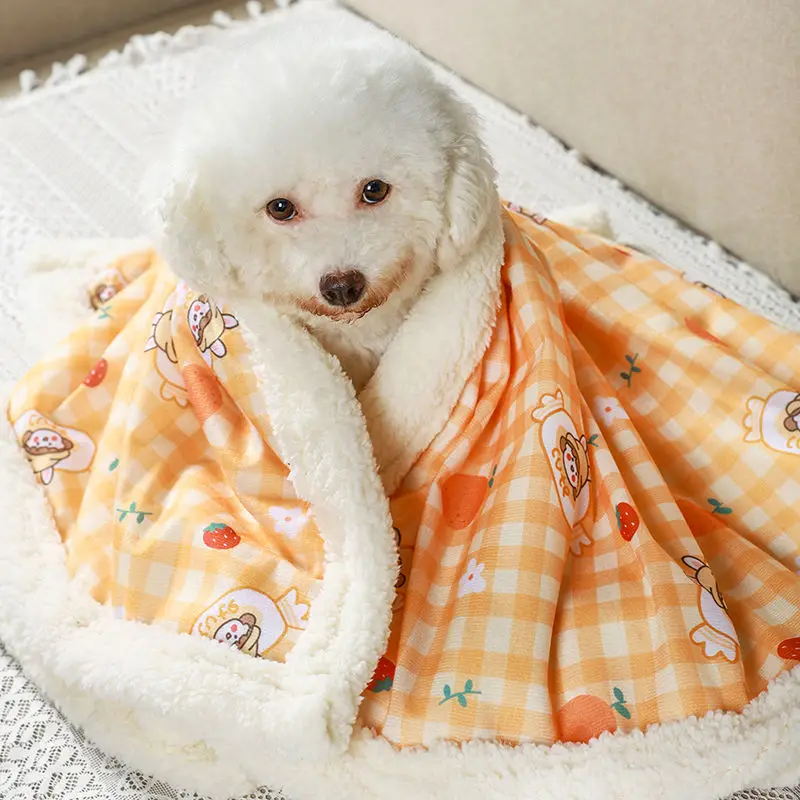 

Autumn and Winter Thick Warm Blanket Lamb Velvet Dog Quilt Cute Cartoon Bear Lamb Velvet Blanket Cat Quilt Pet Mat Teddy Warm