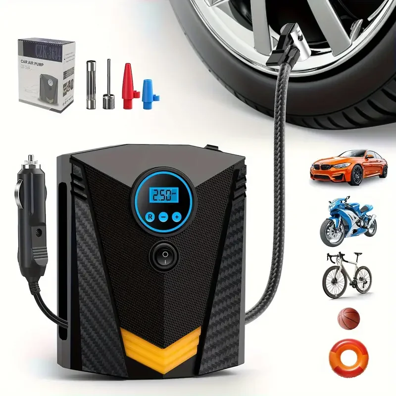 Tire Inflator Air Compressor 12V DC Portable Auto Parts Car Tire Pump 100PSI Digital Air Pump with LED Light, Home Essentials