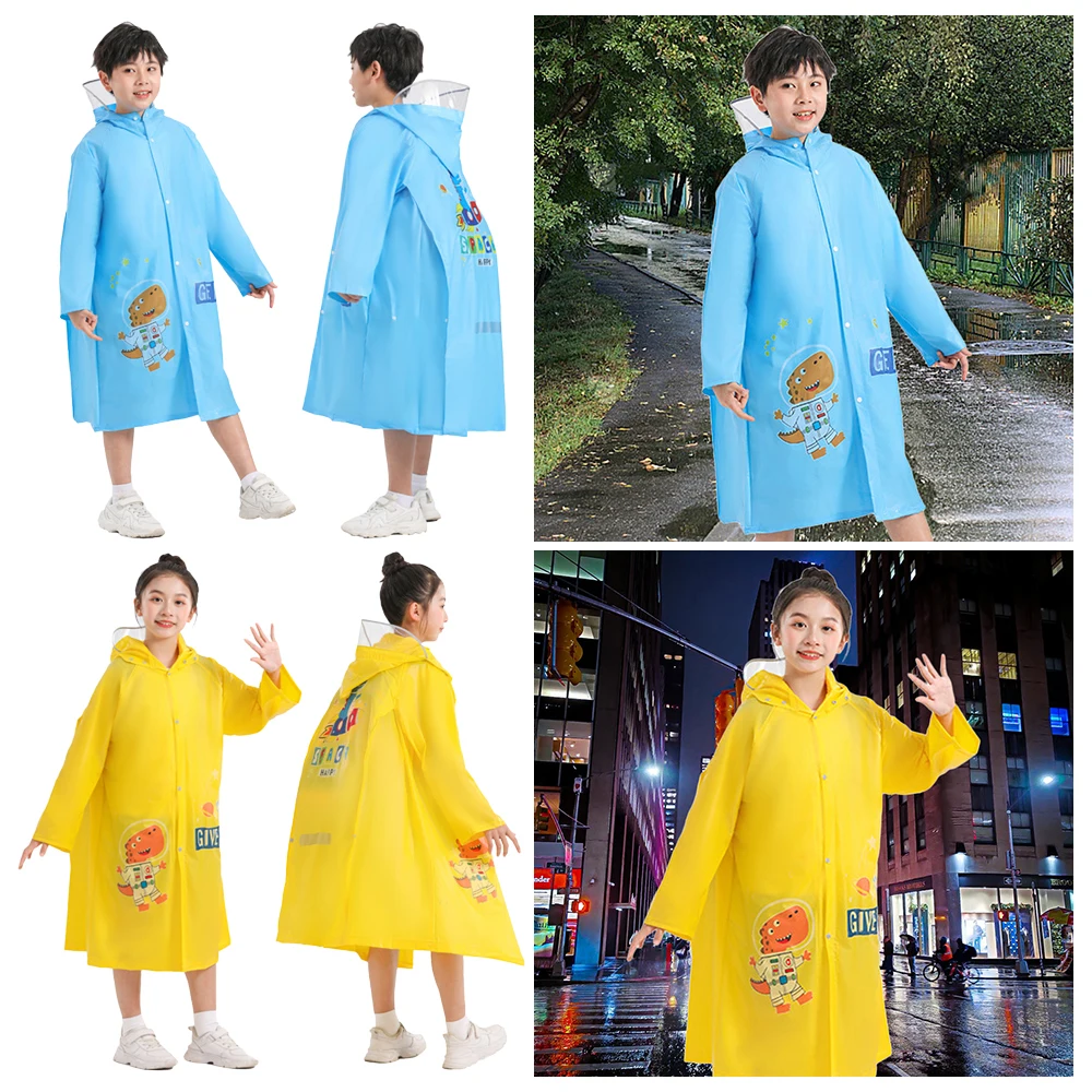 Creative Cartoon Kids Raincoat Long Style Full Body Thickened One-Piece Raincoat Waterproof Durable Rain Coat Outdoor