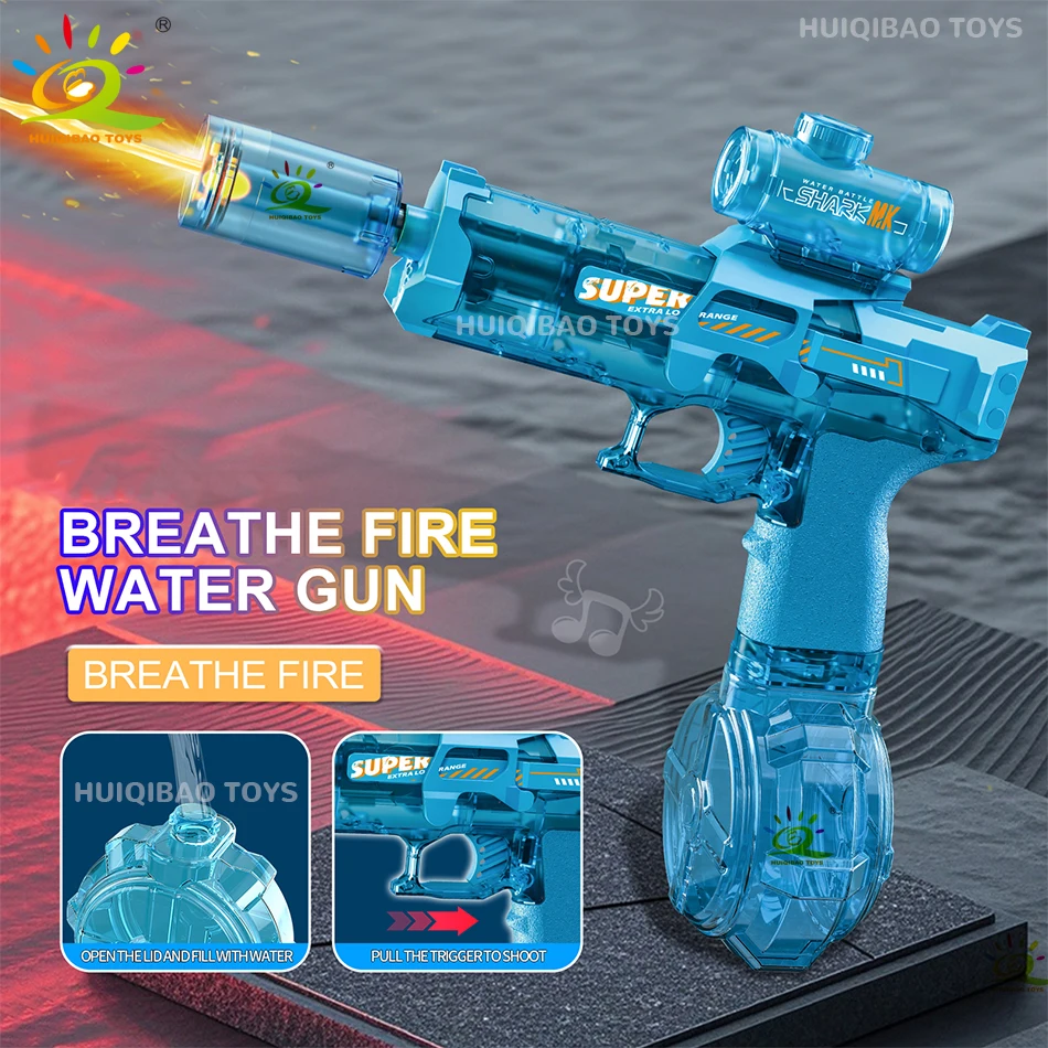 HUIQIBAO الصيف التلقائي الكهربائية مدفع المياه نبض مدفع المياه يقاتل لعبة المياه في الهواء الطلق شاطئ حمام سباحة لعب للكبار