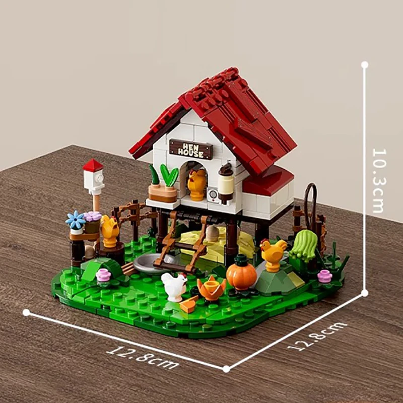 Mini chicken coop House with figures Buildings Sets, City LED Model MOC Modular Buildings Blocks Gift for Adults Kids 323 PCS
