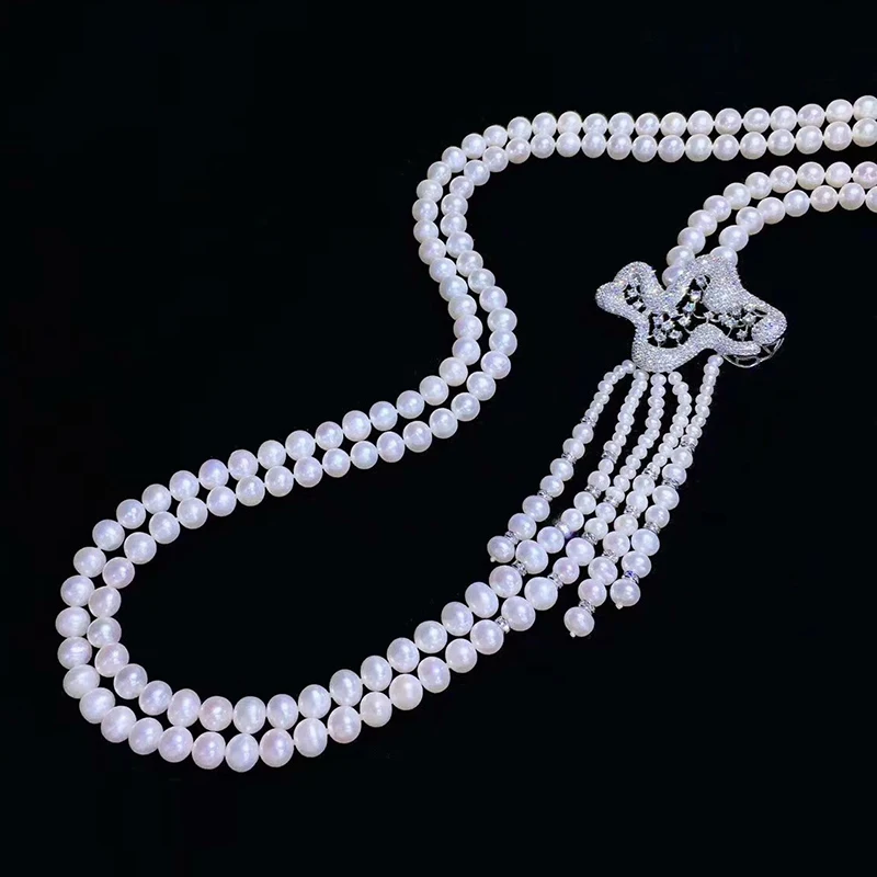 sea of clouds bright starry sky romantic pearl double long necklace for women elegant pearl necklace gorgeous jewelry