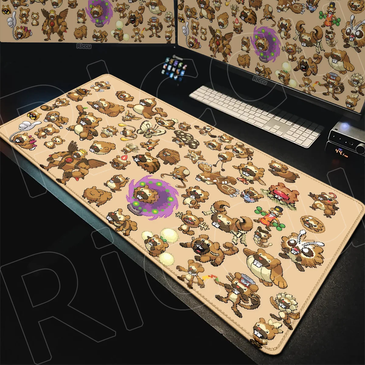 P-Pokemon Bidoof Large Non-slip Desktop Mat XXL E-sport Gamer Keyboard Carpet PC Office Accessories Kawaii Anime Rubber Mousepad